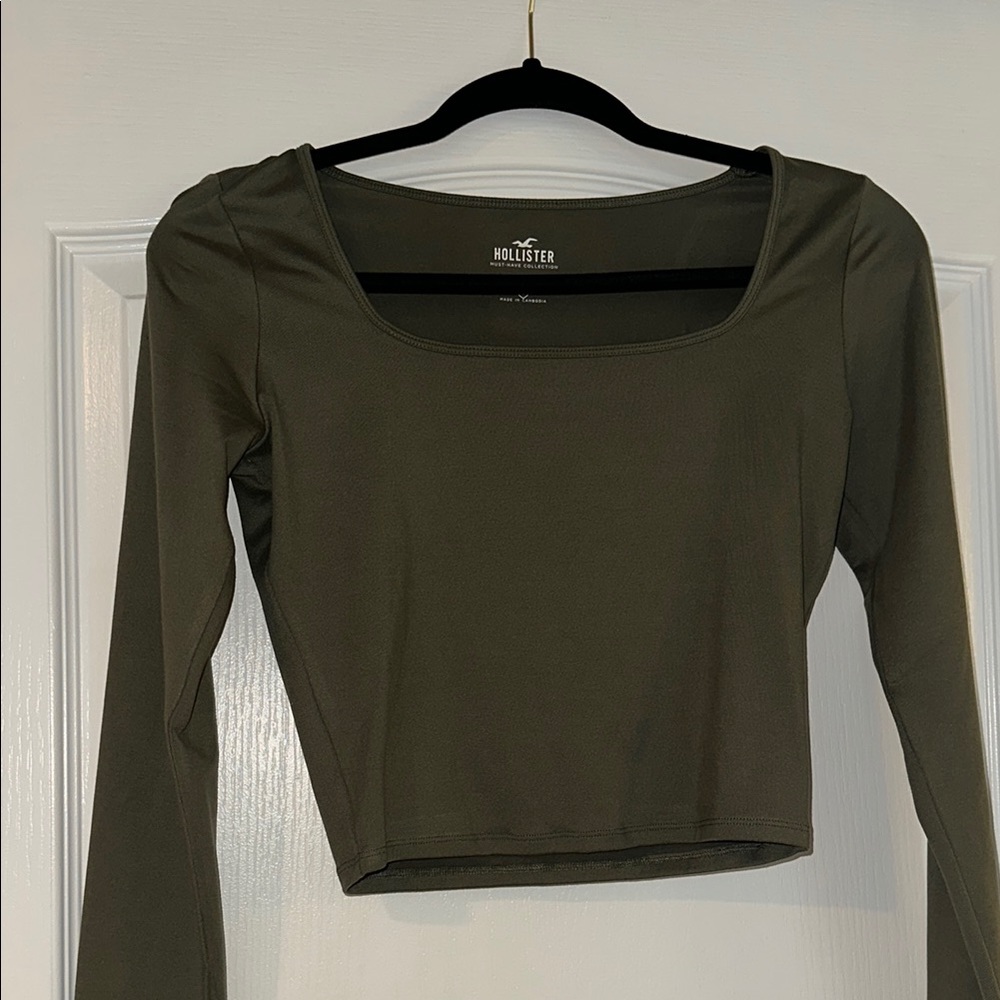 Hollister Dark Olive Long Sleeve Blouse
